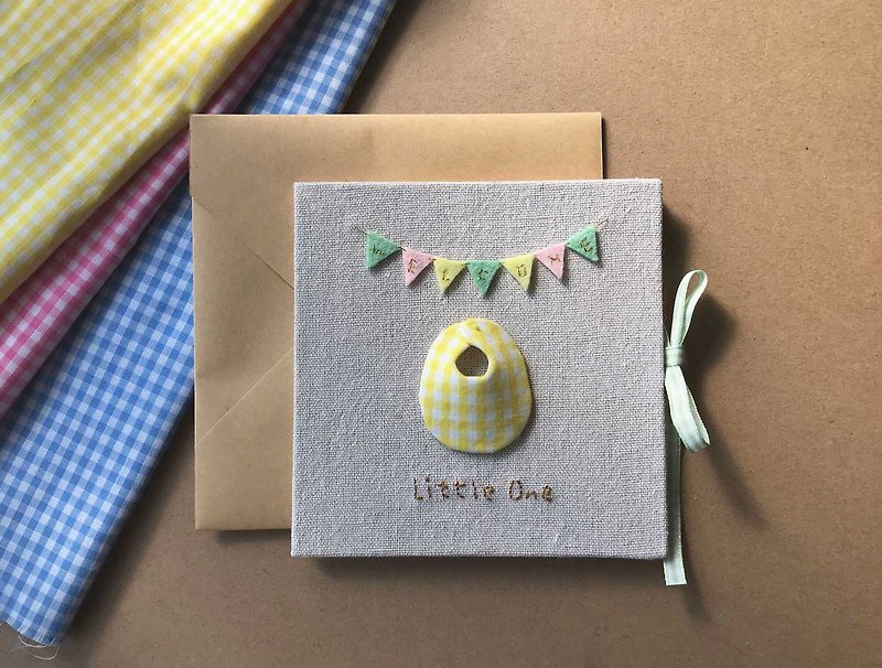 Blessings from a little bib | Handmade card | Birthday card | Handmade Baby card yellow version 2.0 - Cards & Postcards - Other Materials Multicolor