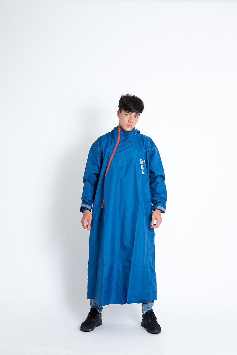 Waterproof Material Umbrellas & Rain Gear Blue - Go to the rain and go to the slanted double zipper patent one-piece-deep sea blue