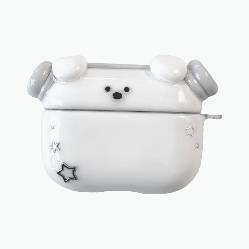 白色小狗 AirPods 耳机壳 - AirPods/耳機保護套 - 黏土 白色