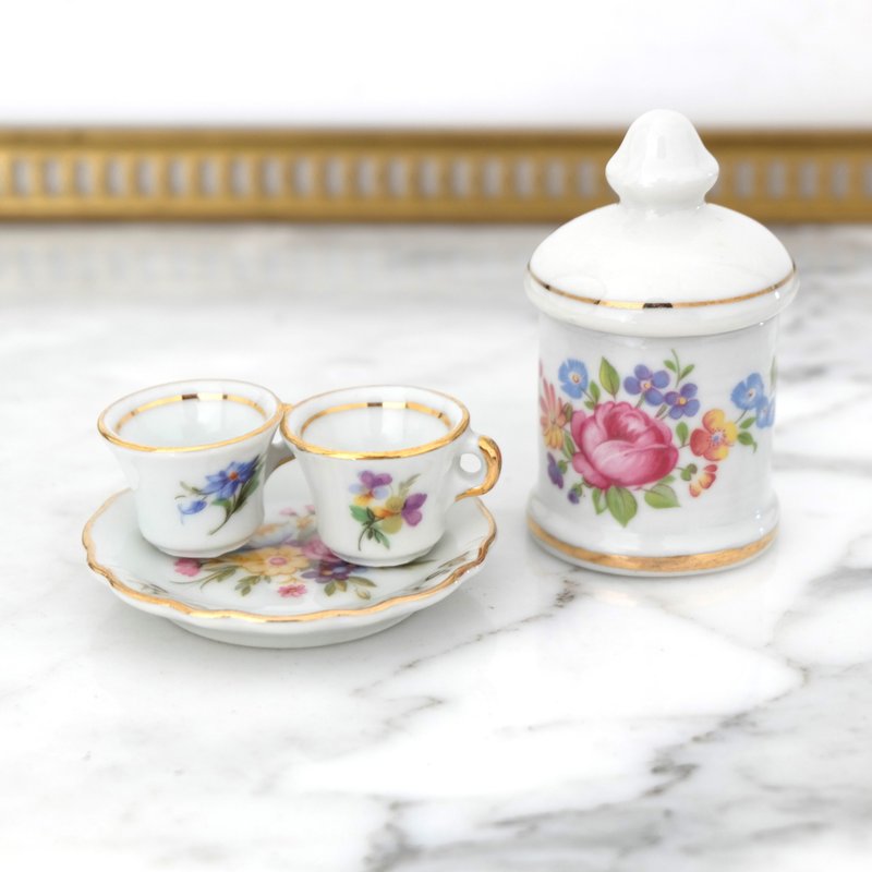西班牙復古花卉迷你瓷器套裝 - 擺飾/家飾品 - 陶 白色