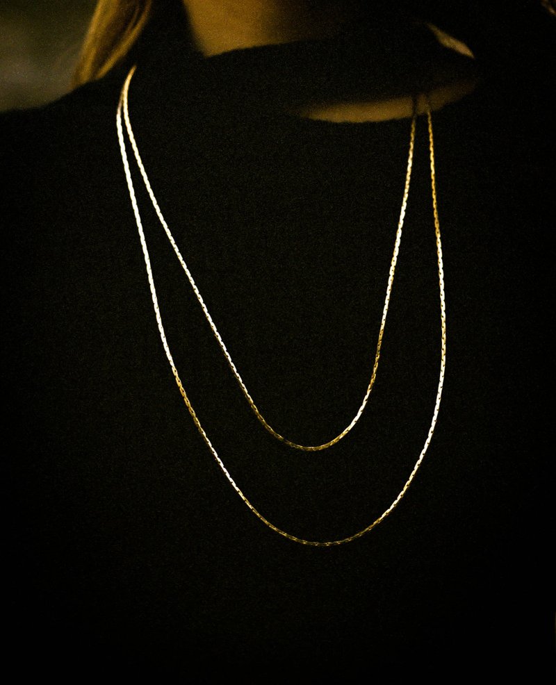 Two Chains 系列 蛇雙條項鏈 18K金 - 項鍊 - 銅/黃銅 金色