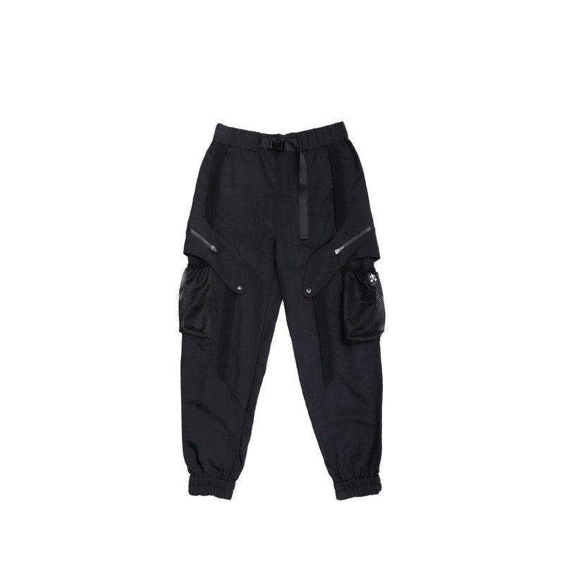 Water-repellent special cuffed trousers-black - กางเกงขายาว - ไนลอน สีดำ