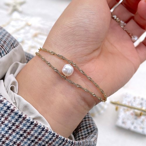 Swhisper Jewellery 耳語 巴洛克風天然淡水珍珠雙層手鍊