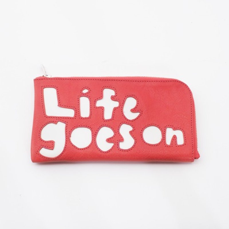 CowLeather LongWallet [life goes on] (red) 18×9/wallet/wl001life - กระเป๋าสตางค์ - หนังแท้ 