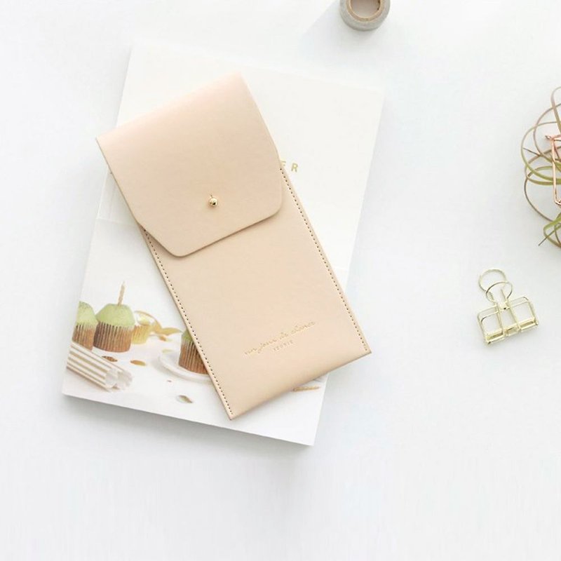 ICONIC staff simple simple solid leather pencil case - Quiet Camel, ICO51548 - Pencil Cases - Genuine Leather Pink