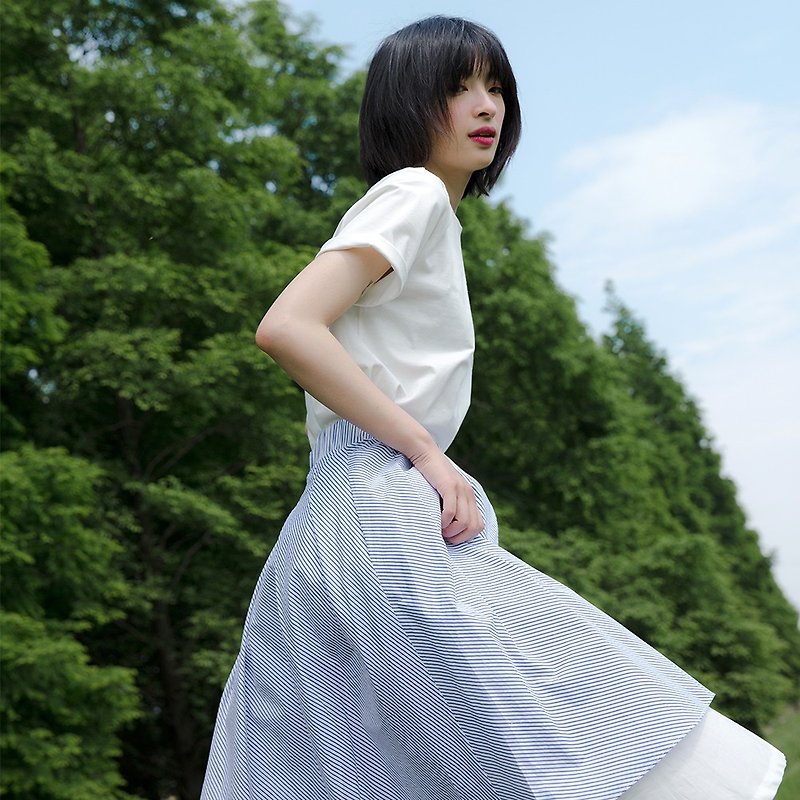 White Round Neck Short Sleeve T-Shirt | T-Shirt | Cotton | Independent Brand | Sora-148 - เสื้อยืดผู้หญิง - ผ้าฝ้าย/ผ้าลินิน ขาว