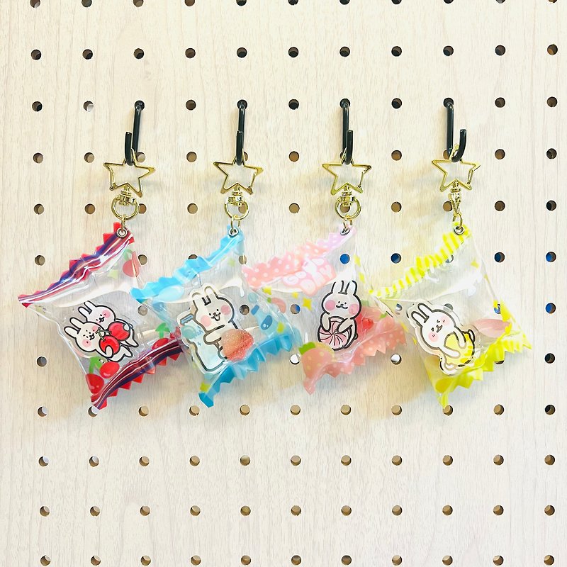 Luo Tutu | Fruit Bunny Candy Bag - Keychains - Acrylic Pink