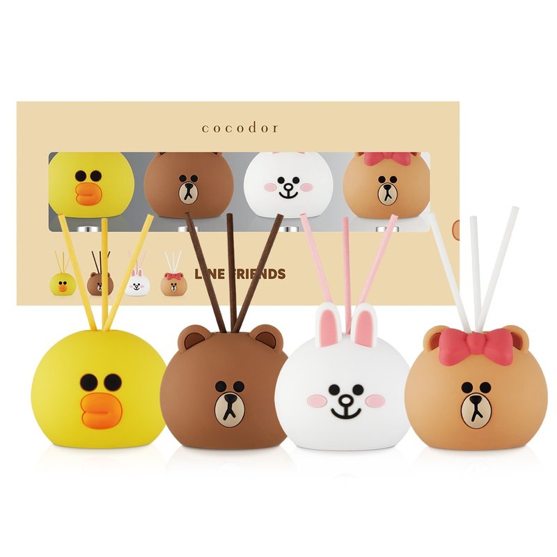 【套組】cocodor-BROWN & FRIENDS造型擴香瓶50ml 4入組 - 香氛/精油/擴香 - 玻璃 白色