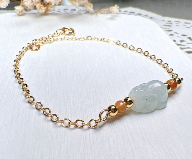 Lucky Beast] アイスジェダイト貔貅ブレスレット 14Kゴールド