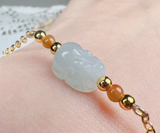 Lucky Beast] アイスジェダイト貔貅ブレスレット 14Kゴールド