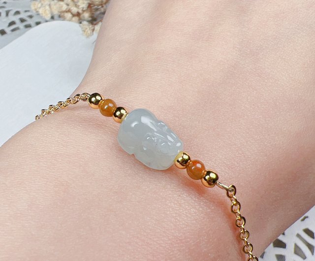 Lucky Beast] アイスジェダイト貔貅ブレスレット 14Kゴールド