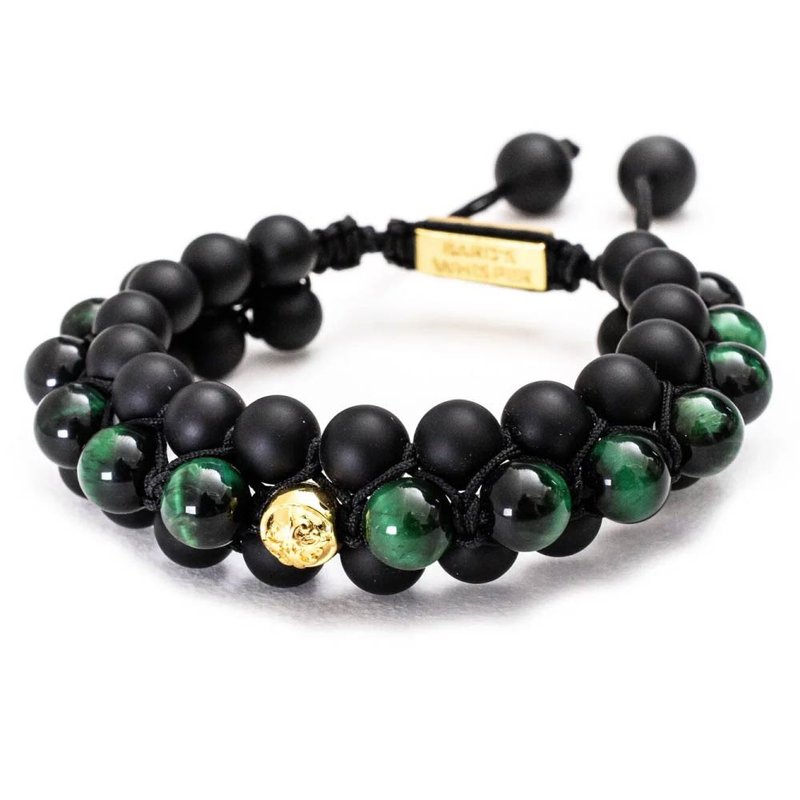 [Assassins] (bamboo implicit green) Taiwan original 14K gold Bronze black agate bracelet crystal bracelet jewelry - Bracelets - Copper & Brass Green