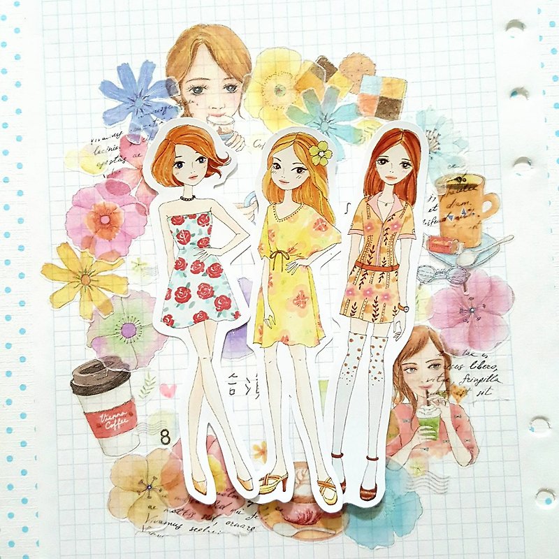 Fashion girl sticker (optional material) - Stickers - Paper 