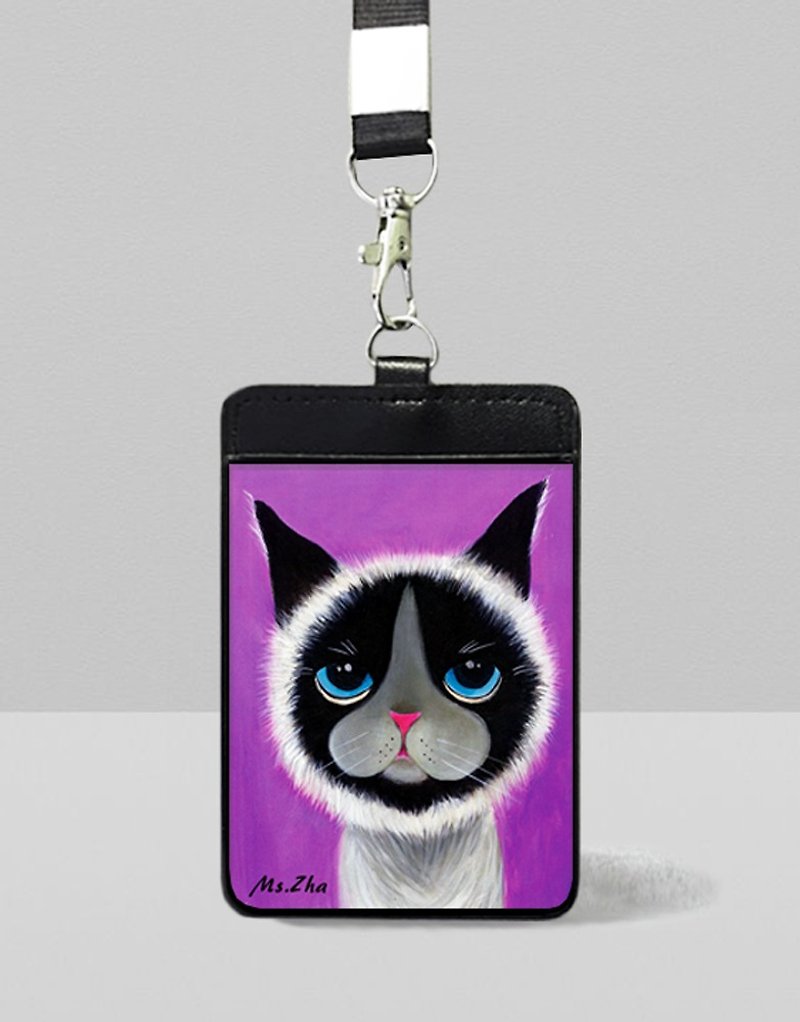 World-weary cat ID cover - ID & Badge Holders - Faux Leather 