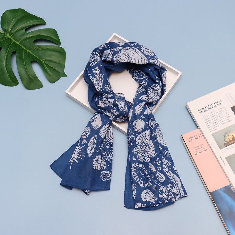 [Countermeasures against summer heat] Kyoto anti-UV scarf-KYOTO BLUE-Keikewen - Knit Scarves & Wraps - Cotton & Hemp 