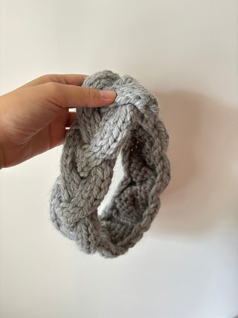 Pure wool handwoven twist headband - Headbands - Wool Gray