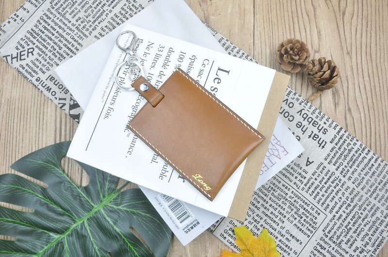 Gogoro key case ∣ card case ∣ lettering ∣ Italian Buttero top vegetable tanned leather - ที่ใส่บัตรคล้องคอ - หนังแท้ 