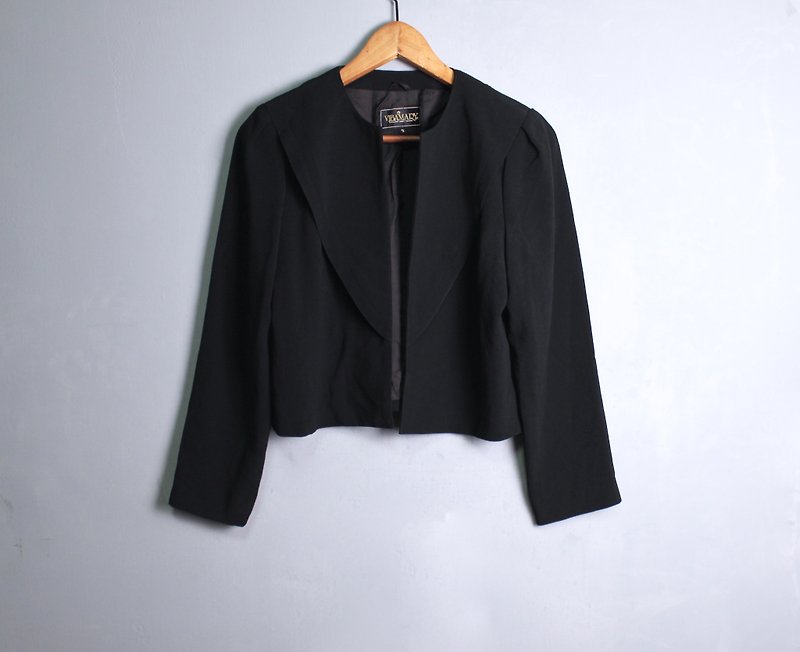 FOAK vintage / black / Japanese old thick chiffon jacket - เสื้อแจ็คเก็ต - วัสดุอื่นๆ 