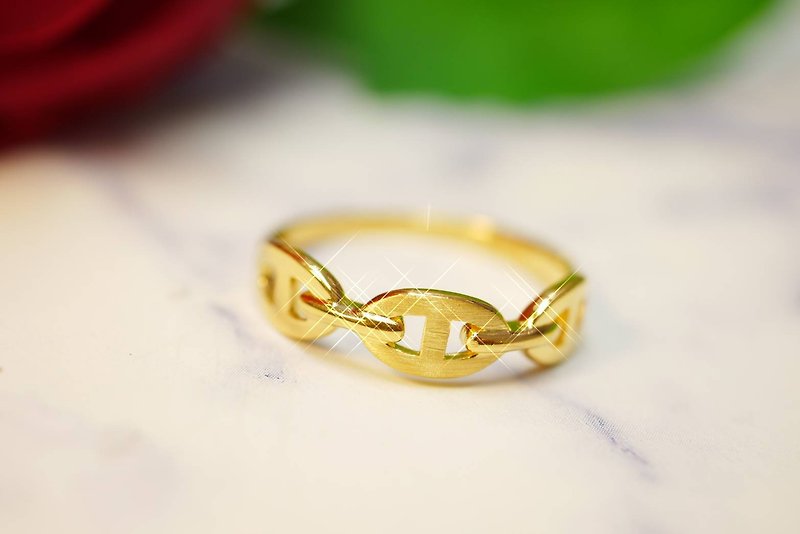 金の指輪-日本語の指輪-豚の鼻ピアス-女性の指輪 - リング - 24Kゴールド ゴールド