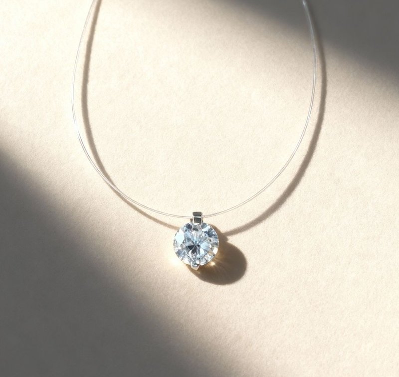 tête-à-tête 鋯石魚絲項鏈 - 項鍊 - 其他材質 銀色