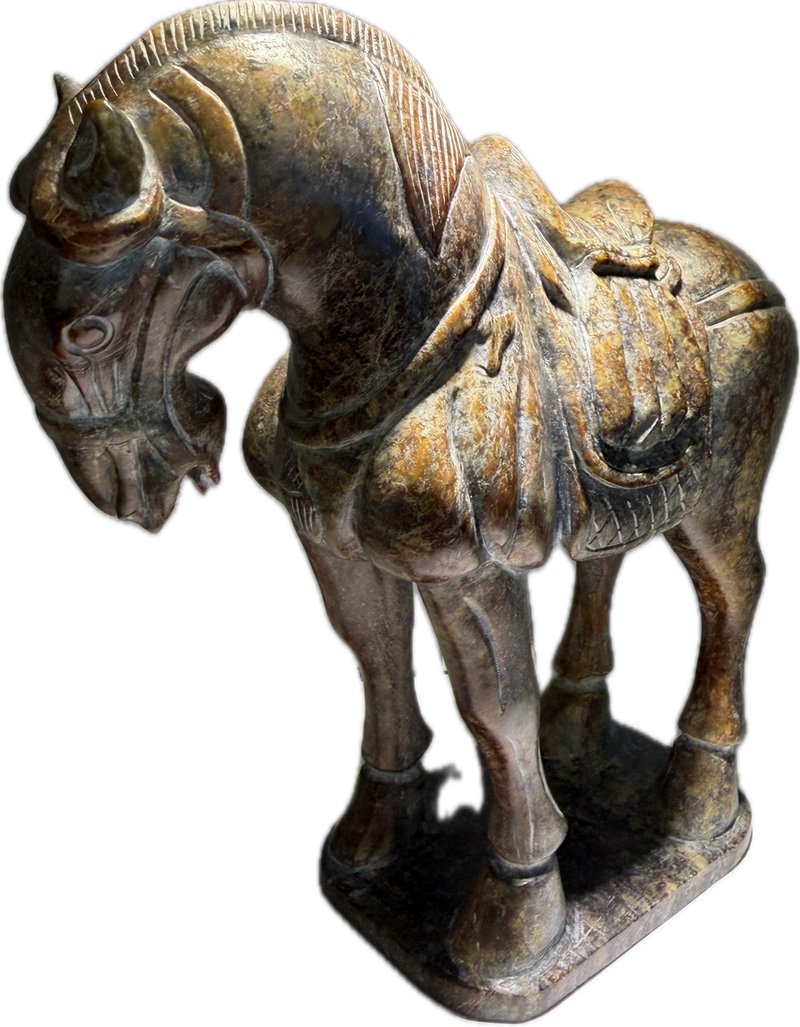 3.2kg Hetian Jade Horse 唐代風格和田玉胡馬雕件 #古玉 Chinese - 擺飾/家飾品 - 玉石 咖啡色