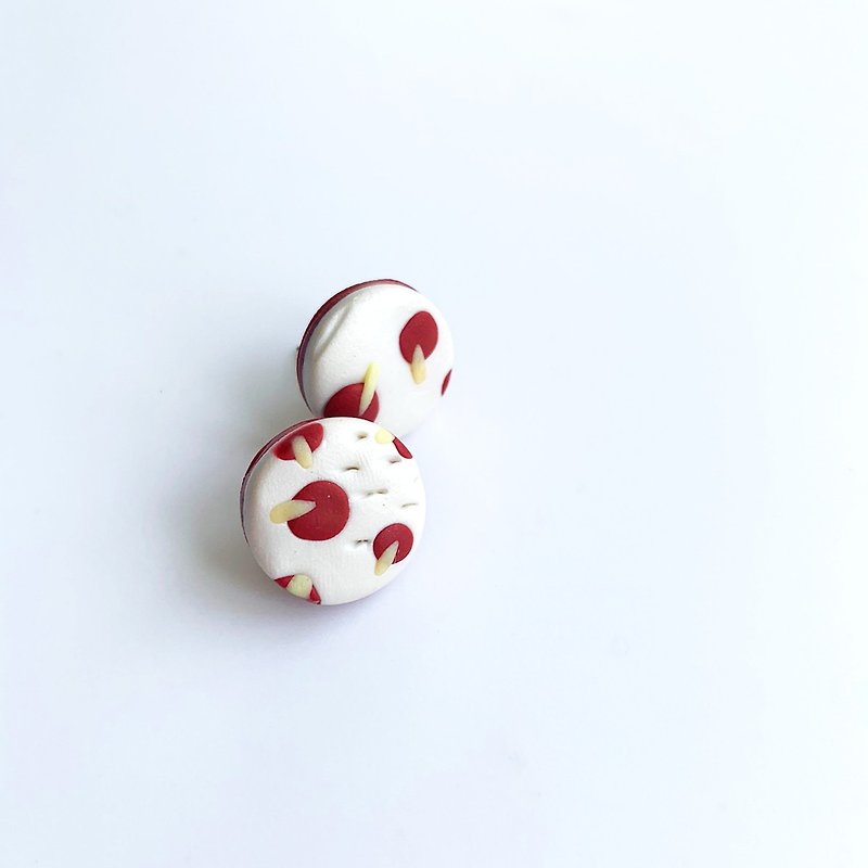 Moline-Alice series-S small patch ear type-hand made soft ceramic earrings - Earrings & Clip-ons - Pottery Red