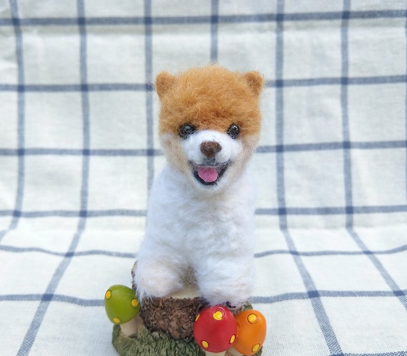 Needle Felt Pet Dog - Pomeranian Portrait Commemorate (Custom-made) - อื่นๆ - ขนแกะ สีส้ม