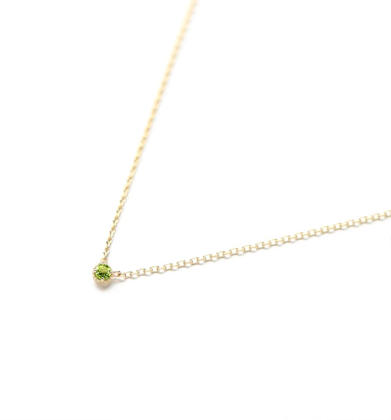 August Birthstone K10 Peridot Single Necklace ~Petela~ (K18 Changeable) - Necklaces - Gemstone Green