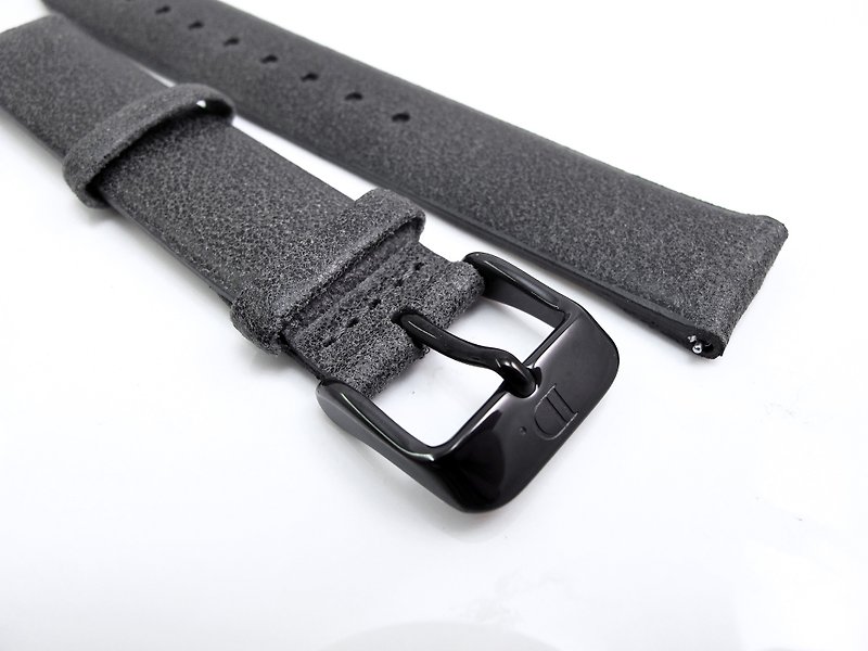 Quick release leather strap-dark gray - สายนาฬิกา - หนังแท้ สีเทา