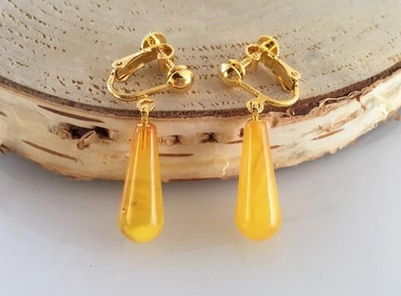Baltic marine ◇ Entwicked amber earrings - Earrings & Clip-ons - Gemstone 