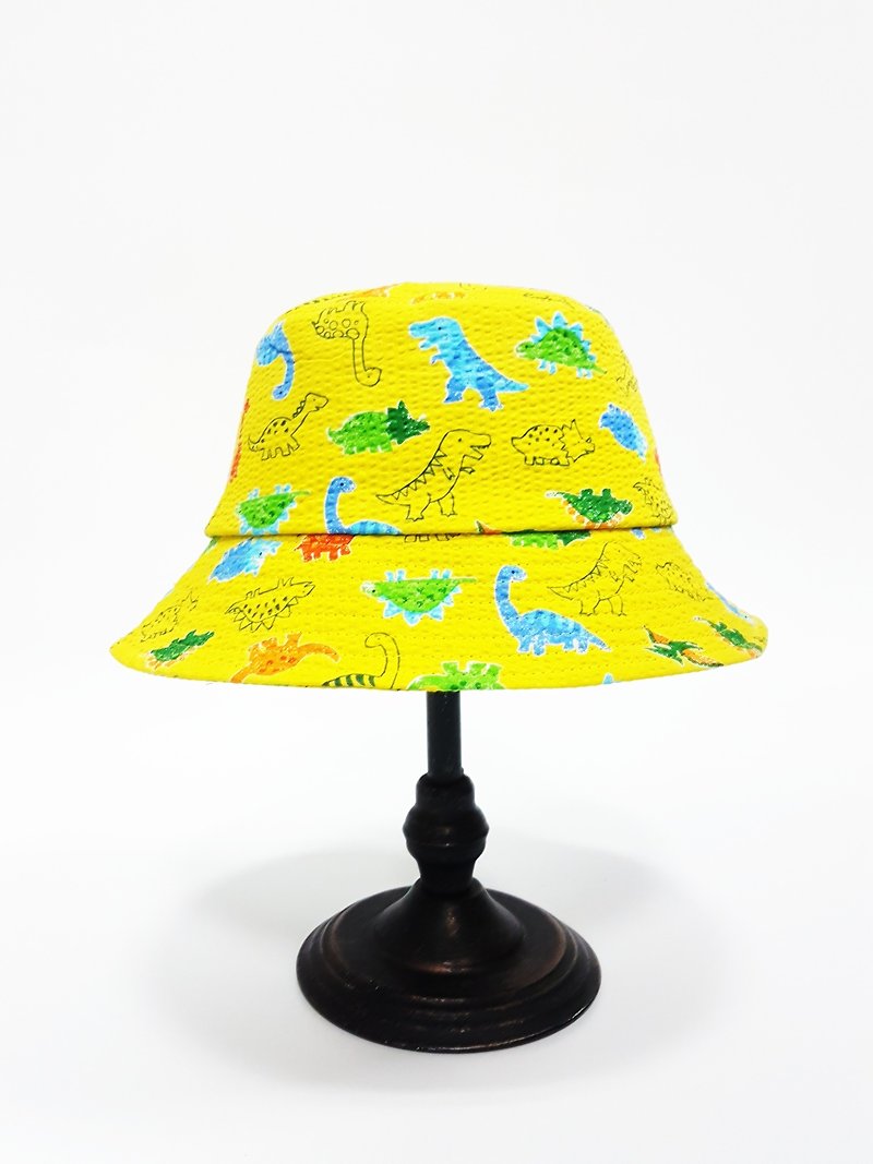 Classic fisherman's hat [Cretaceous Q Xiaolong (yellow)] Street Wenqing Limited fisherman hat dinosaur - Hats & Caps - Cotton & Hemp Yellow