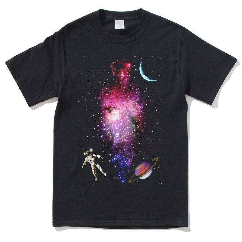 Outer Space black t shirt - เสื้อยืดผู้ชาย - ผ้าฝ้าย/ผ้าลินิน สีดำ