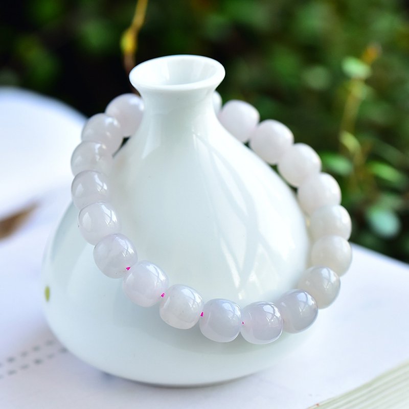The best natural Hetian jade and lotus root powder old-shaped bead bracelets carefully selected jade quality is delicate and shiny - สร้อยข้อมือ - หยก 