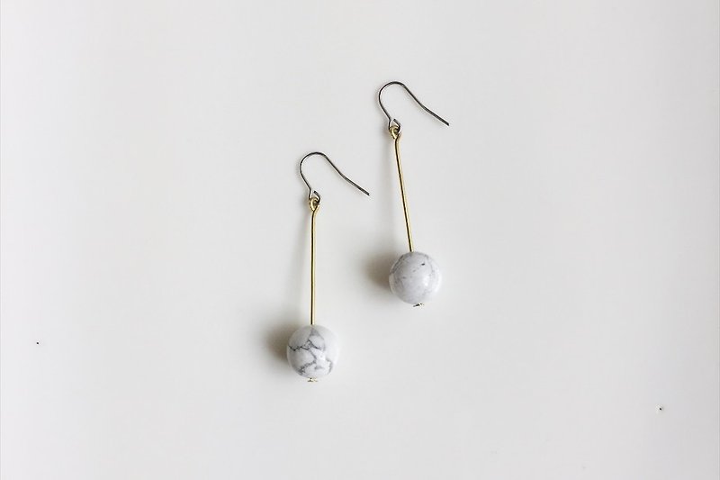 Marble Cake Shape Earrings - Earrings & Clip-ons - Gemstone White