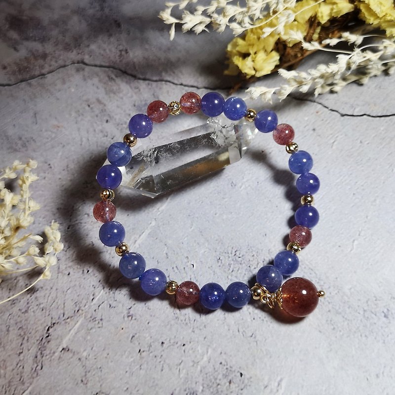 Tanzania strawberry quartz  bracelet  earring - Bracelets - Crystal Blue