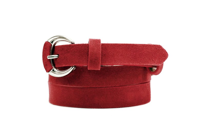 Red belt, womens belt, red leather belt, red dress belt, waist belt, suede belt - เข็มขัด - หนังแท้ สีแดง