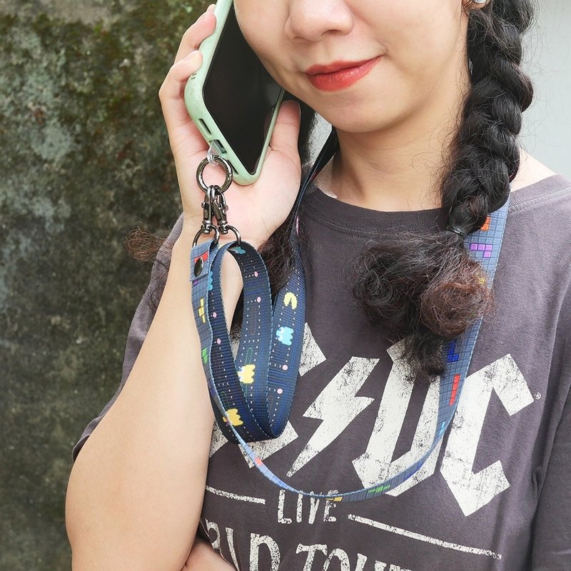 側背手機掛繩 Crossbody Phone Strap - 小精靈 禮物推薦　畢業禮 - 手機掛繩/背帶 - 聚酯纖維 黑色