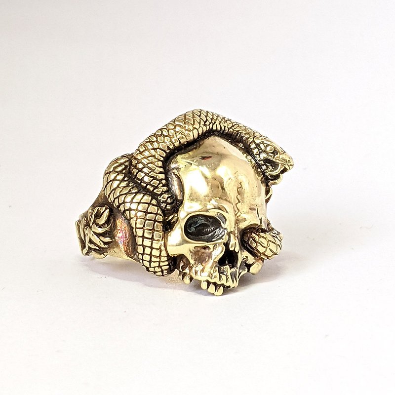 Eternity　【snake&skull ring】brass　model　by GRYPHON - แหวนทั่วไป - ทองแดงทองเหลือง สีทอง
