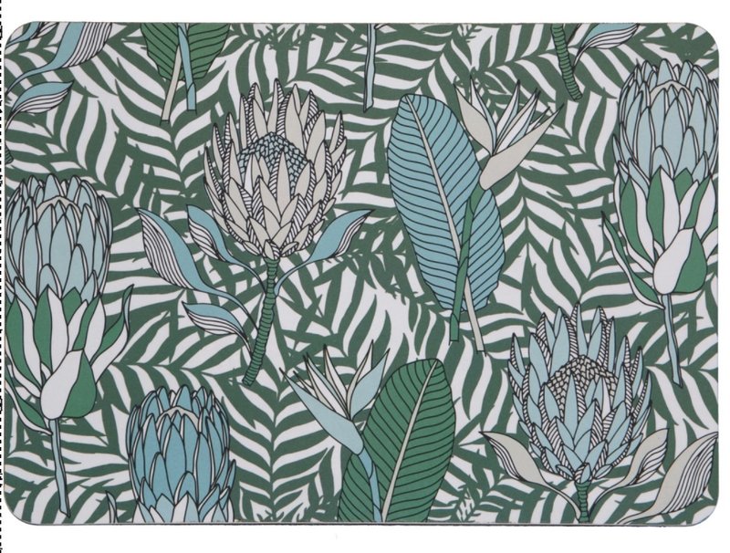 South Africa aLoveSupreme Melamine universal insulated table mat_South African bush_green background and blue flowers - ผ้ารองโต๊ะ/ของตกแต่ง - วัสดุอื่นๆ 