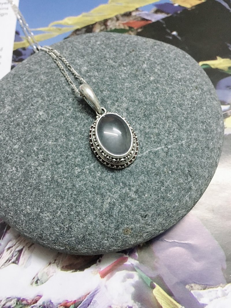Rose Quartz Pendant Handmade in Nepal 92.5% Silver - Necklaces - Semi-Precious Stones 