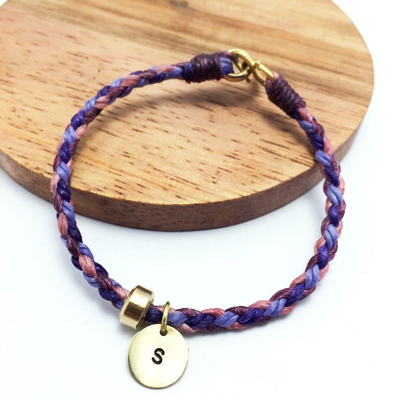 Provence in summer. Customized wire Bronze letters bracelet Wax Bracelet - สร้อยข้อมือ - โลหะ สีน้ำเงิน