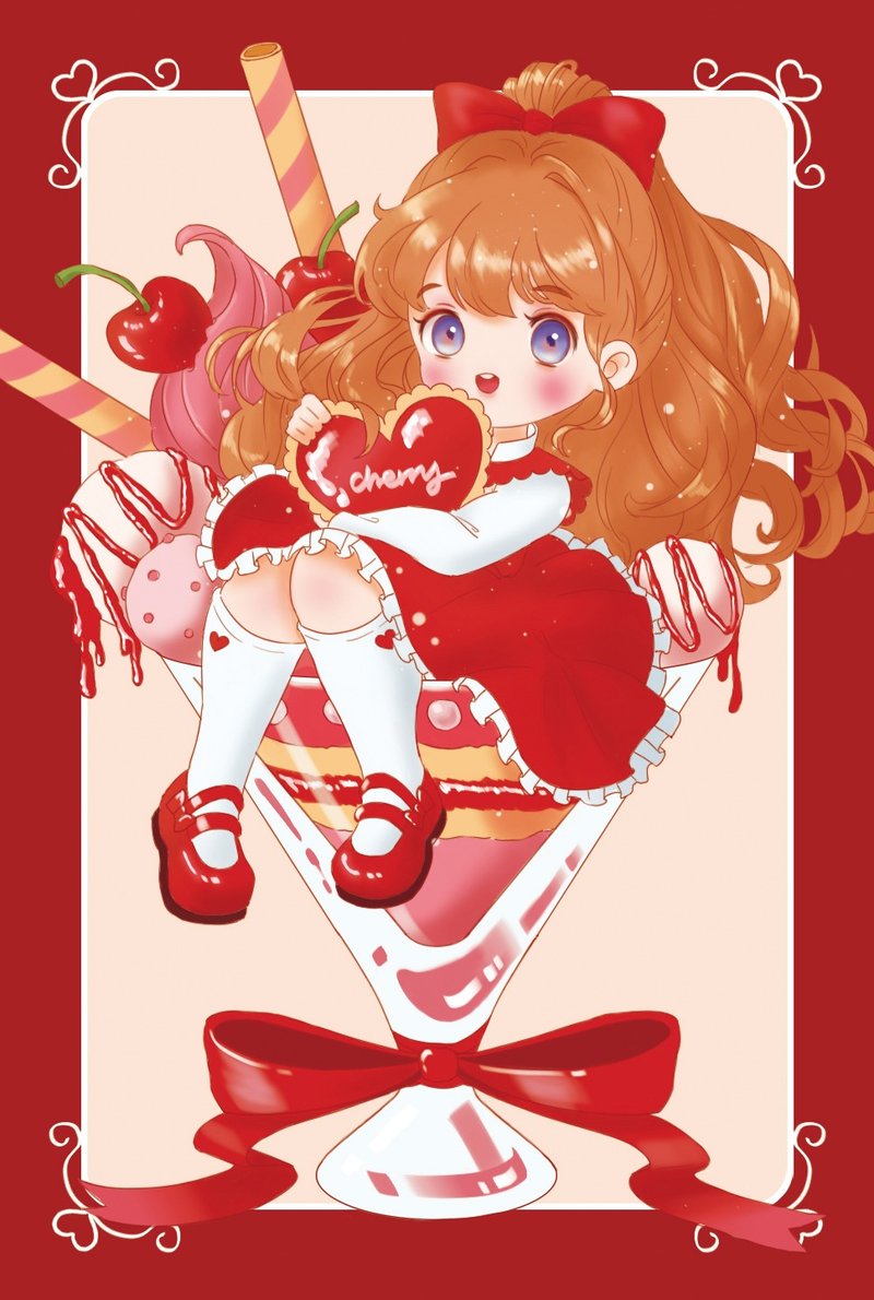 Cherry Red Postcard - 卡片/明信片 - 紙 紅色