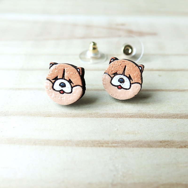 Wooden earring chow chow - Earrings & Clip-ons - Wood Orange