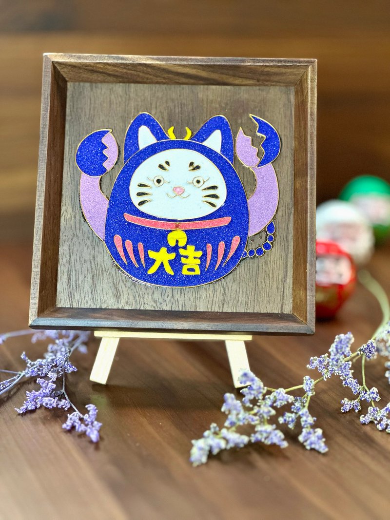景泰藍十二星座達摩招財貓木盤擺設 - 天蠍座 - 擺飾/家飾品 - 木頭 