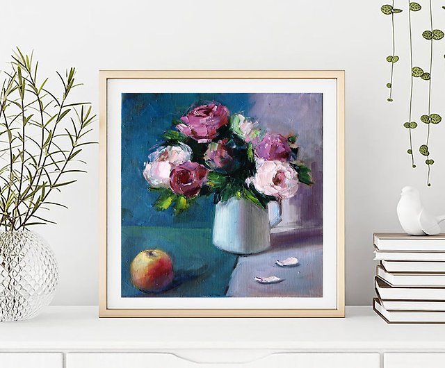 バラの花 絵画 オイル 抽象画 フローラル オリジナルアート インパスト