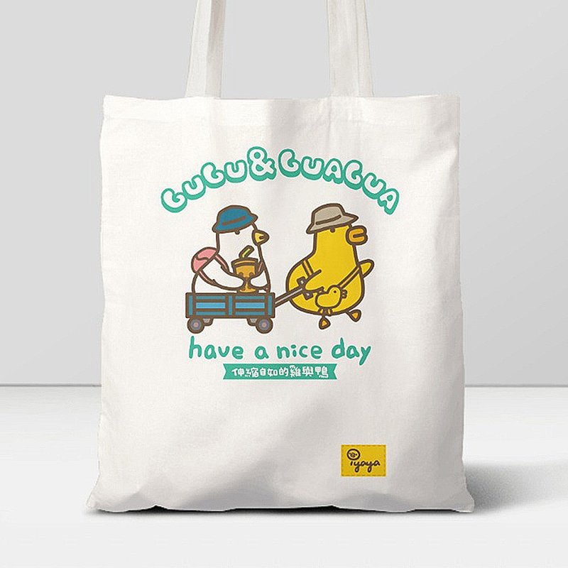 Canvas bag, shoulder bag, 8oz, eight choices | LINE stickers stretchable chicken and duck - กระเป๋าถือ - วัสดุอื่นๆ 