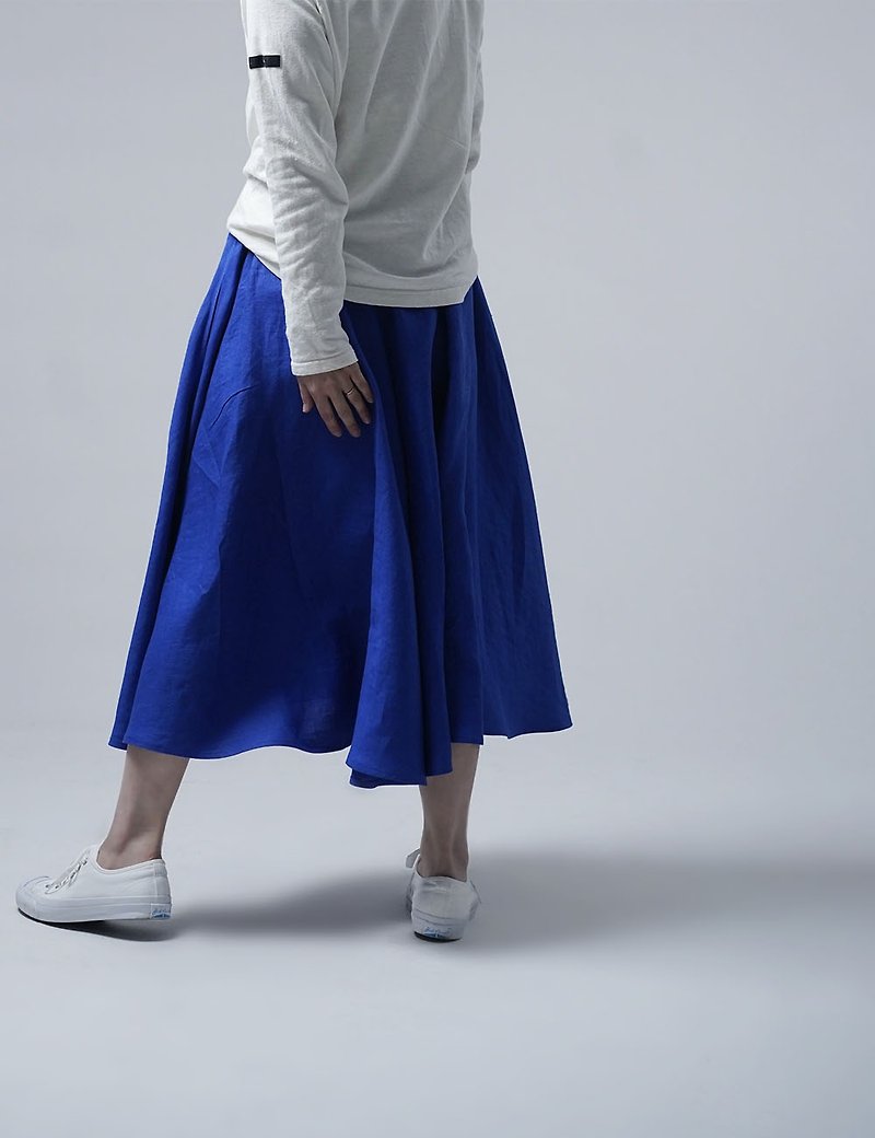 Linen Circular Skirt / Ultramarine s002f-umn1