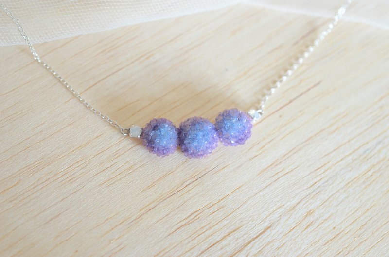 紫霞繡球花 純銀頸鍊 - 項鍊 - 黏土 藍色