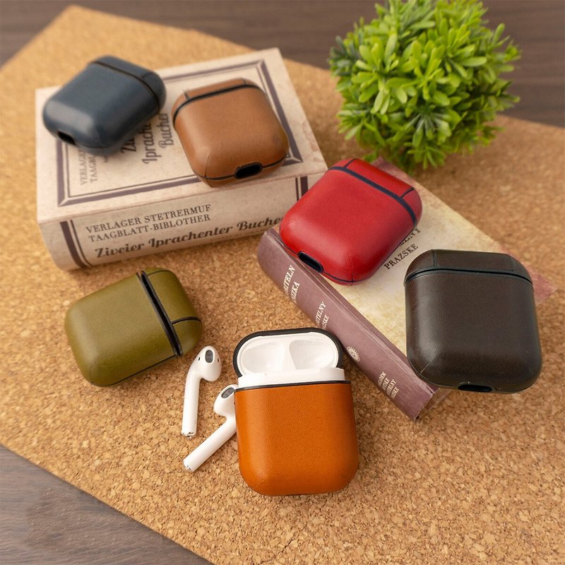 AirPods Case [Leather Case] Genuine Tochigi Leather Jeans Leather Paste Full Paste FG01K - Headphones & Earbuds Storage - Genuine Leather Multicolor