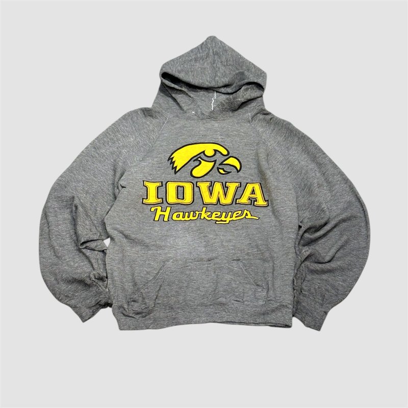 Vintage 美國古著 IOWA Hawkeyes 連帽上衣 sweatshirt - 帽T/大學T - 棉．麻 多色
